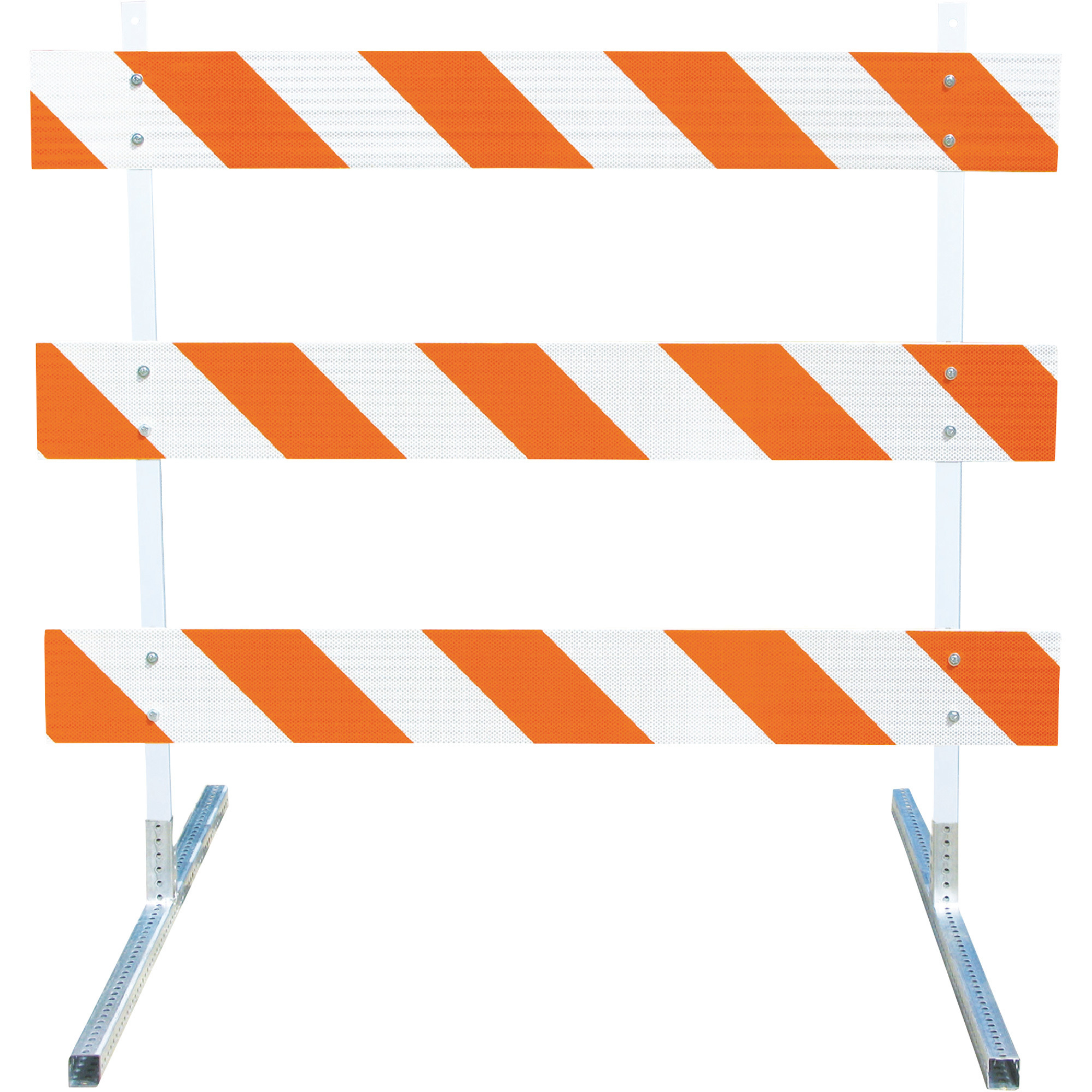 Plasticade 8ft. Type III Barricade with 2 Power Posts and 2 Telspar Feet, White, 96in.L x 60in.H, Model# 3308-DG-LR-DRILL-KIT